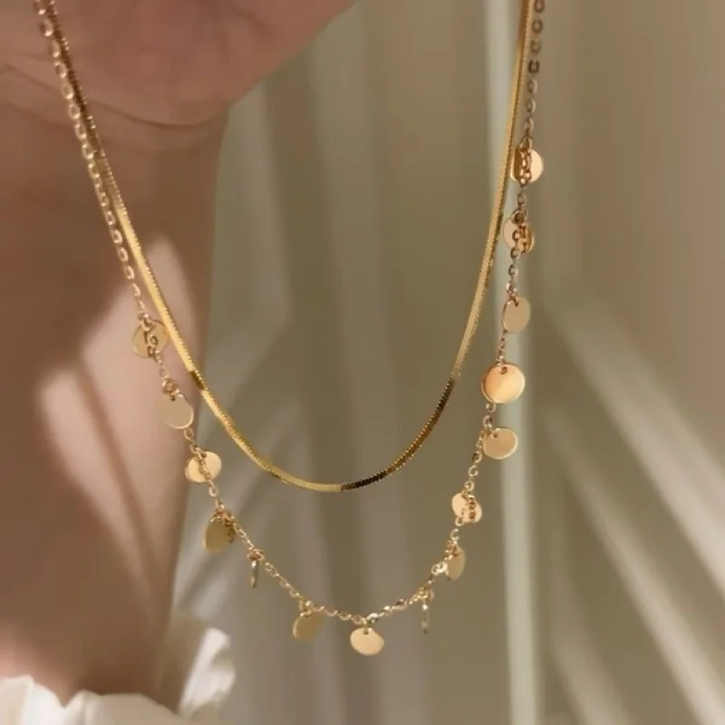 Cozy Sweaters 18K Disc Necklace