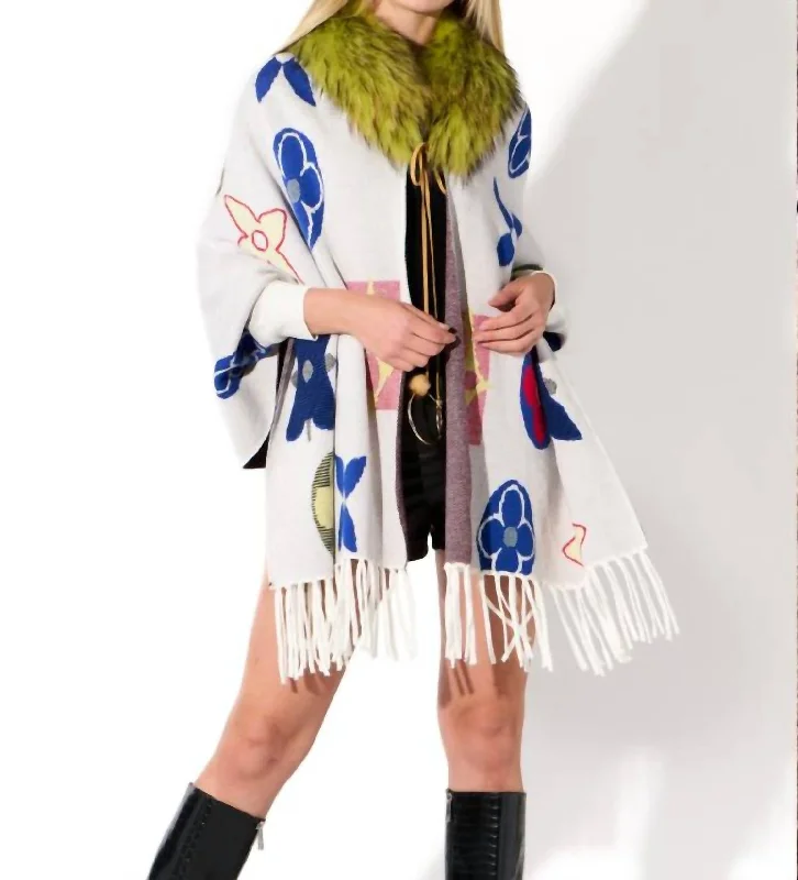 Floral Prints Print Cardigan In White