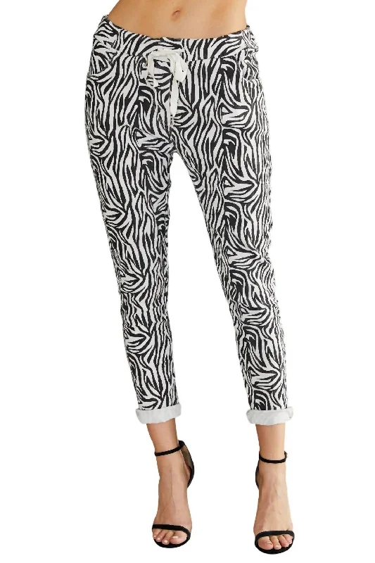 Fashion Expert Corduroy Magic Pants In Black And White