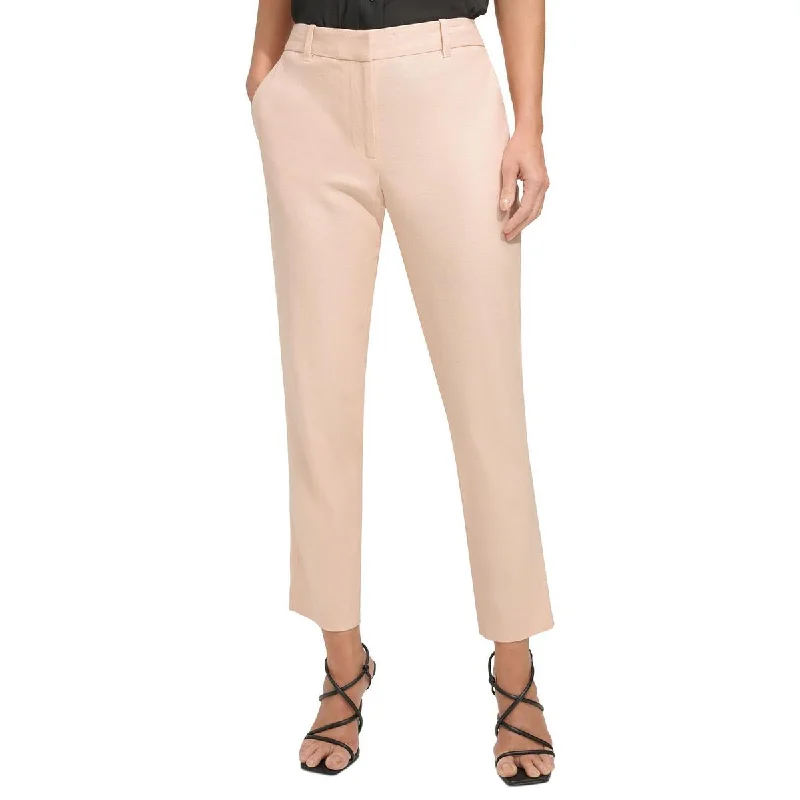 Modern Chic Womens Linen Ultra High Rise Straight Leg Pants