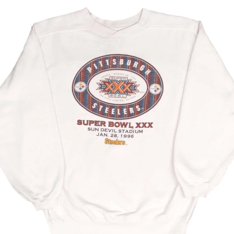 Breathable Design VINTAGE NFL PITTSBURGH STEELERS SUPER BOWL XXX 1996 SWEATSHIRT SIZE SMALL Breathable Design VINTAGE NFL PITTSBURGH STEELERS SUPER BOWL XXX 1996 SWEATSHIRT SIZE SMALL