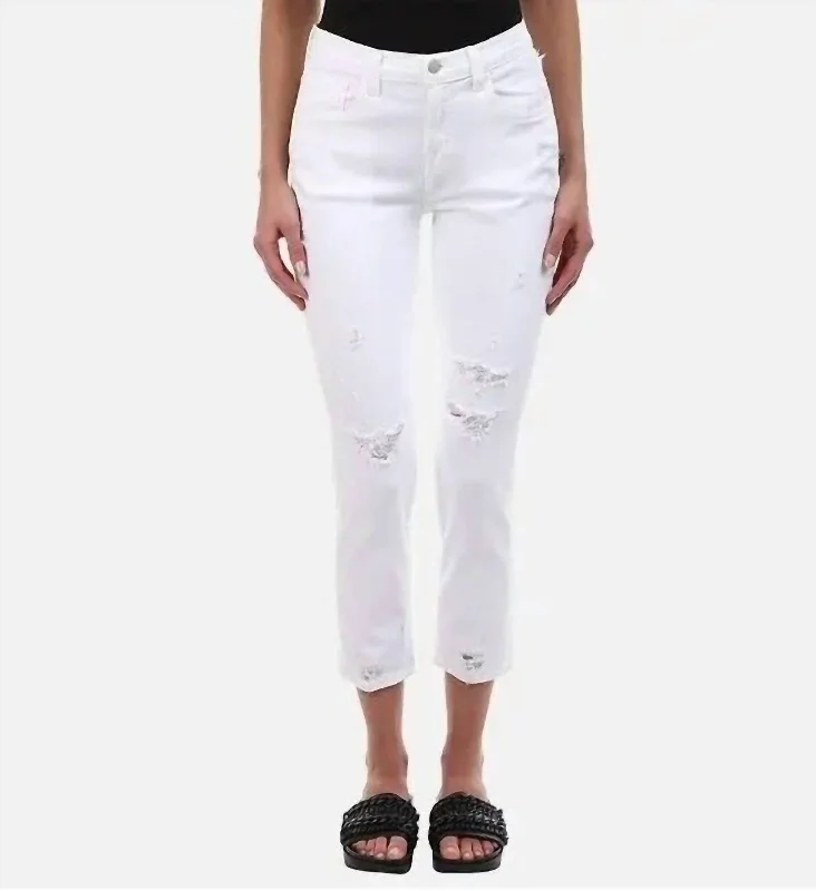 Chic Comfort Wear Sadey Classic Mid Rise Stretch Denim Skinny Jeans In White