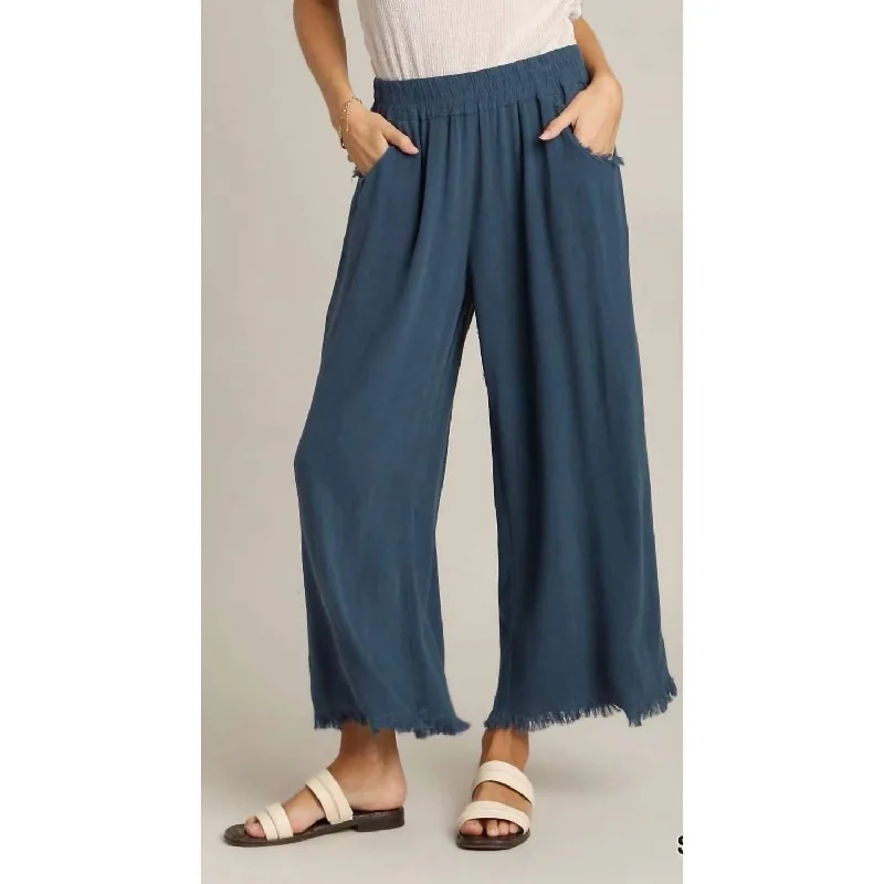 Nightclub Style Tamika Cotton/linen Pants In Slate Blue