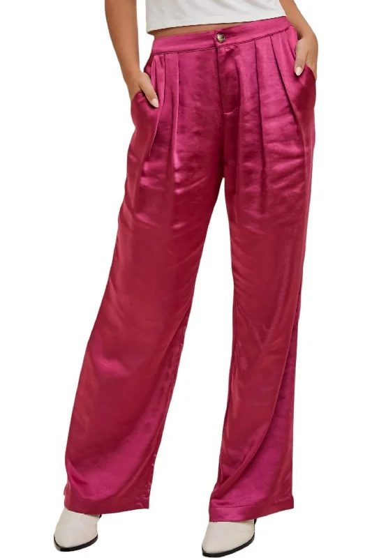 Fashionable Inner Wear Satin Pants In Fuchsia