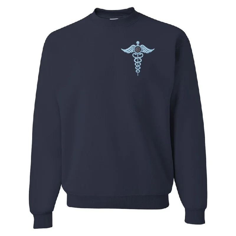 Luxury Customization Monogrammed Caduceus Crewneck Sweatshirt