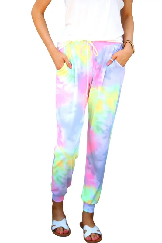 Urban Design Sense Pastel Tie Dye Jogger In Multi