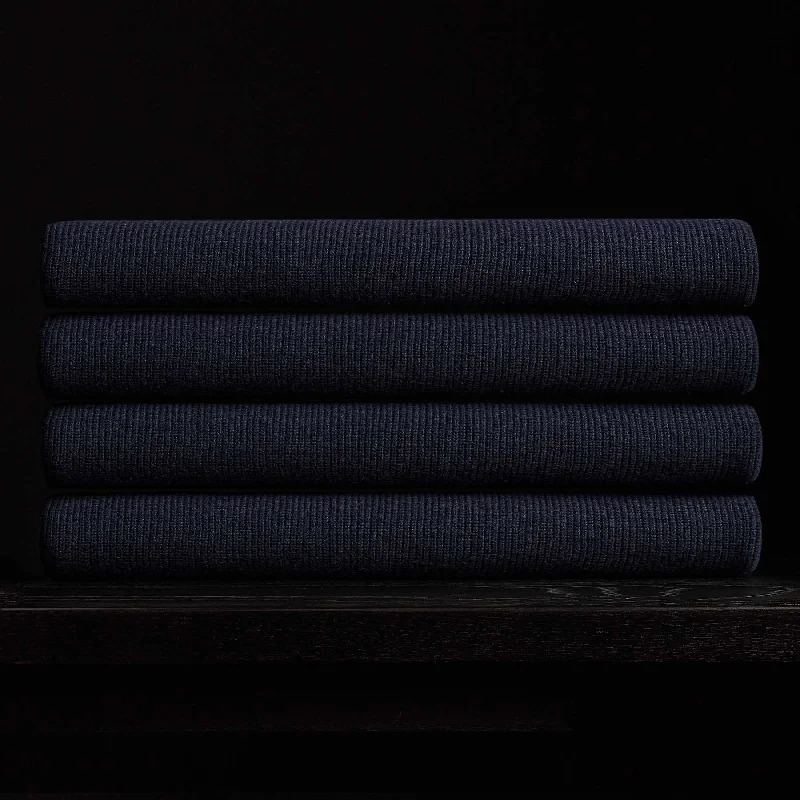 Loose Fit Cashmere Waffle Blanket - Navy