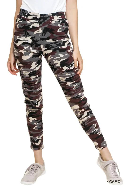Classic Style Camo Moto Pant In Grey