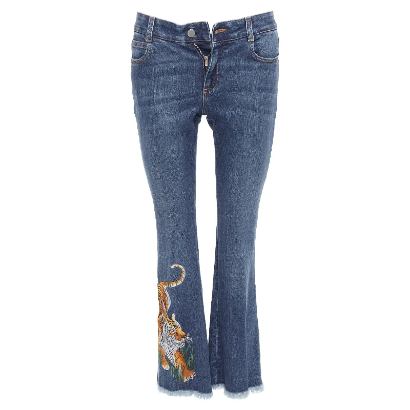 Easy Chic Stella Mccartney Tiger Embroidery Flare Jeans