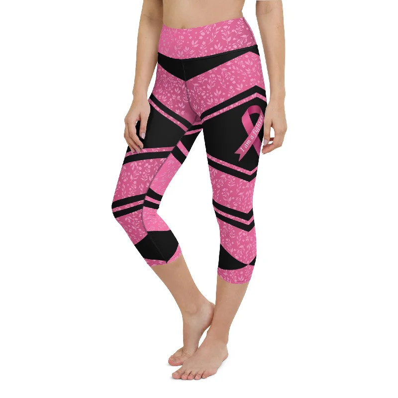Comfortable Outfits Pink Ribbon Warrior Yoga Capris