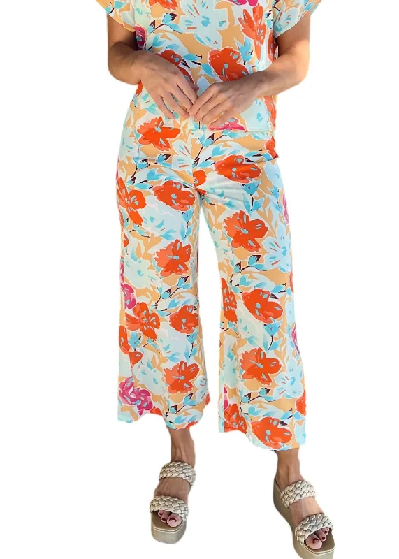 Daily Comfort Spritz Pants In Orange Floral