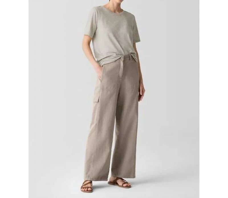 Perfect Tailoring Garment-Dyed Utility Organic Cotton Cargo Pants In Reed