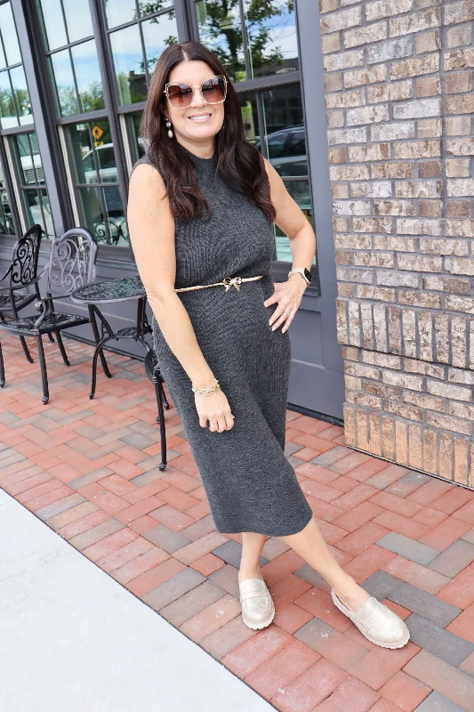 Comfortable Dresses Oh Ophelia Knit Dress - Charcoal