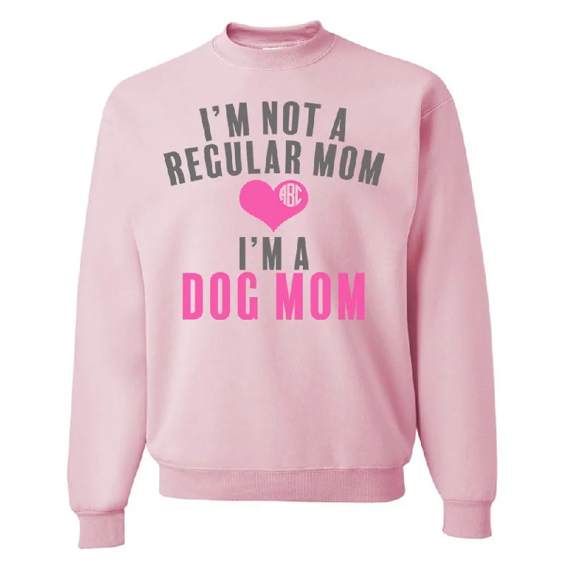 Slim Fit Monogrammed 'I'm Not A Regular Mom, I'm A Dog Mom' Crewneck Sweatshirt
