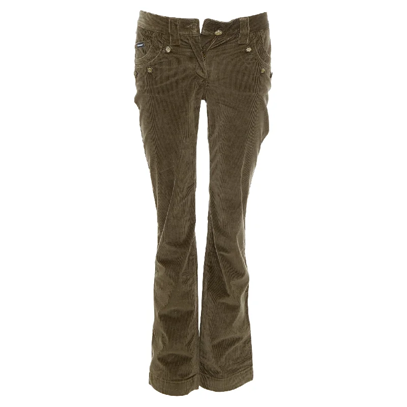 Cozy Lifestyle Dolce Gabbana Corduroy Crest Buttons Flared Pants
