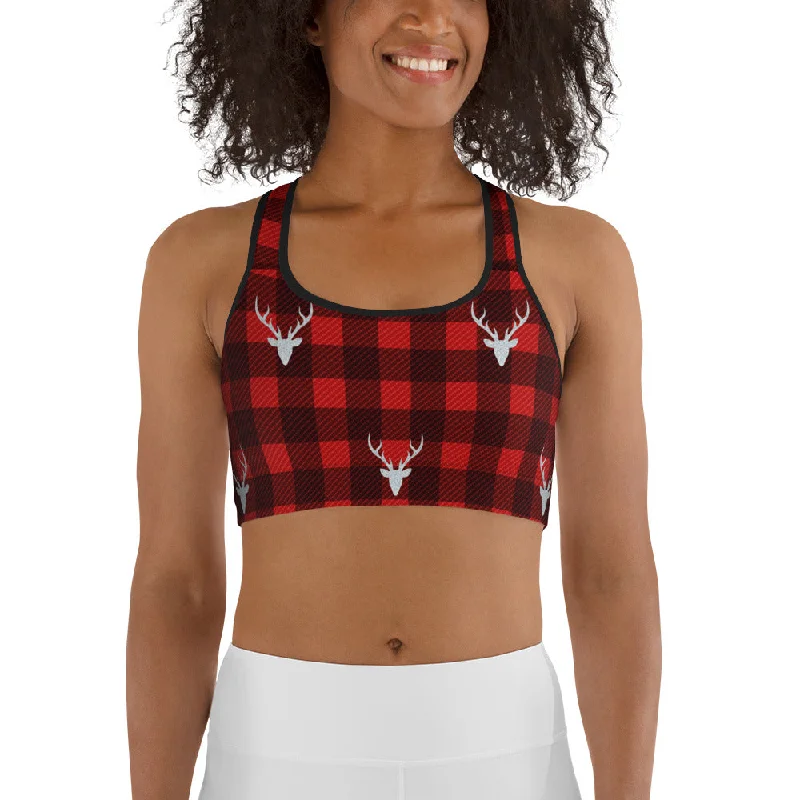 Refreshing Design Buffalo Reindeer Print Sports Bra