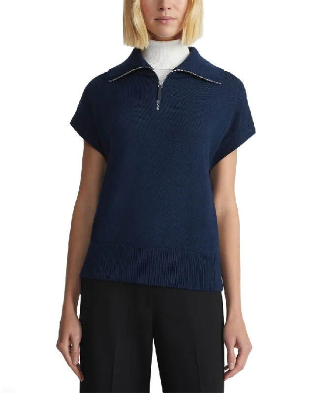 Fashionable And Versatile Lafayette 148 New York Collared Half Zip Silk-Blend Sweater