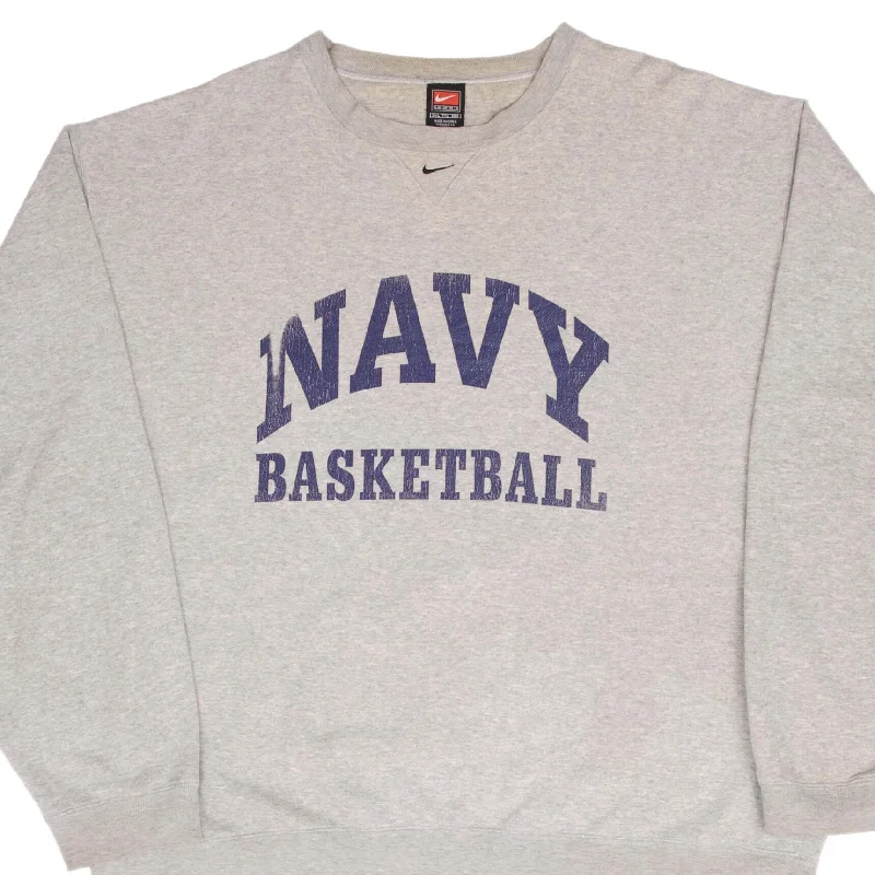 Weekend Comfort VINTAGE NIKE US NAVY BASKETBALL SPELLOUT GREY SWEATSHIRT 1990S SIZE 2XL