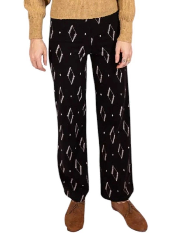 Energy Wear Fold Over Bootcut Pants In Diamond Vine Black