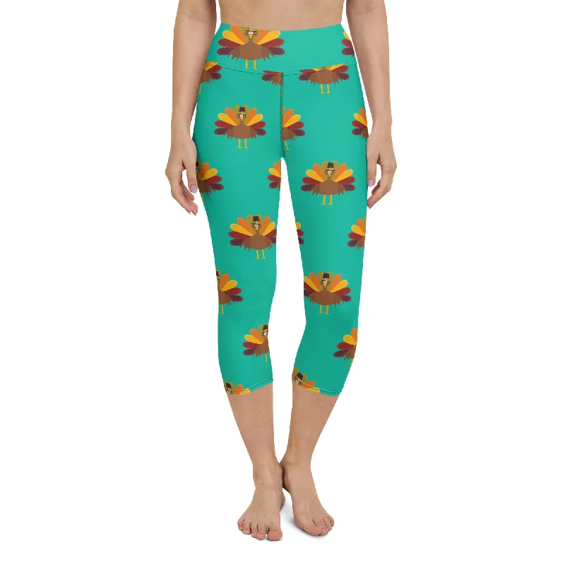 Relaxed Clothing Thanksgiving Turkey Print Yoga Capris