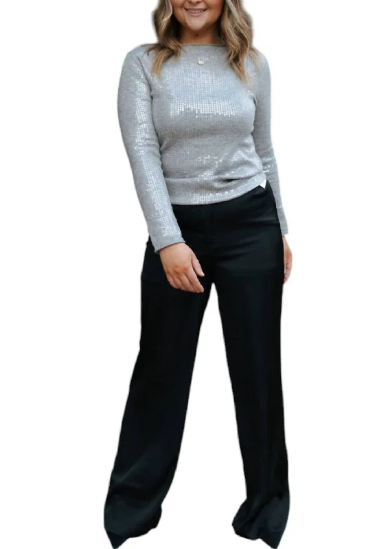 High Street Fashion Wide Leg Satin Pants In Black