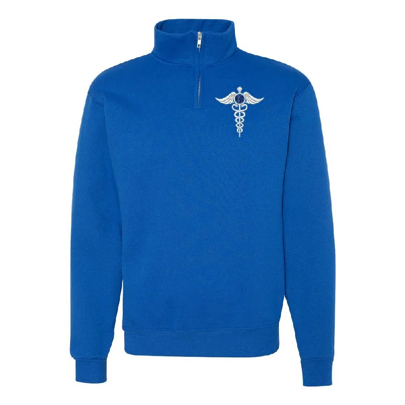 Light Dressing Monogrammed Caduceus Quarter Zip Sweatshirt