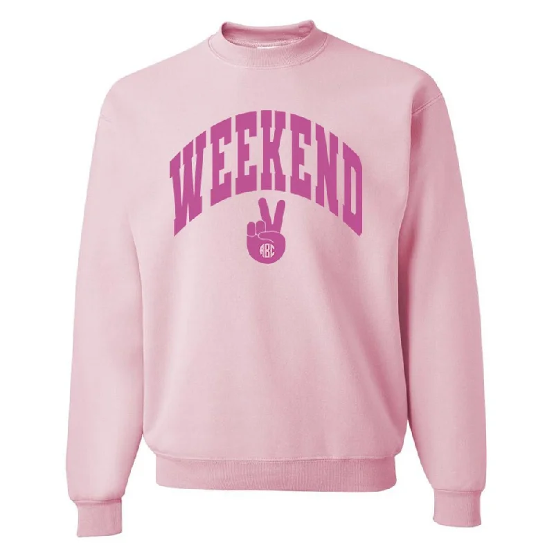 Versatile Style Monogrammed 'Weekend' Crewneck Sweatshirt