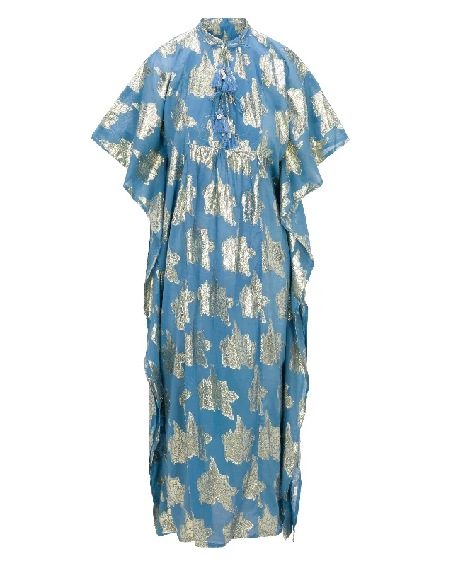 Bright Colors Palm Springs Sparkle Caftan Maxi Dress - Blue