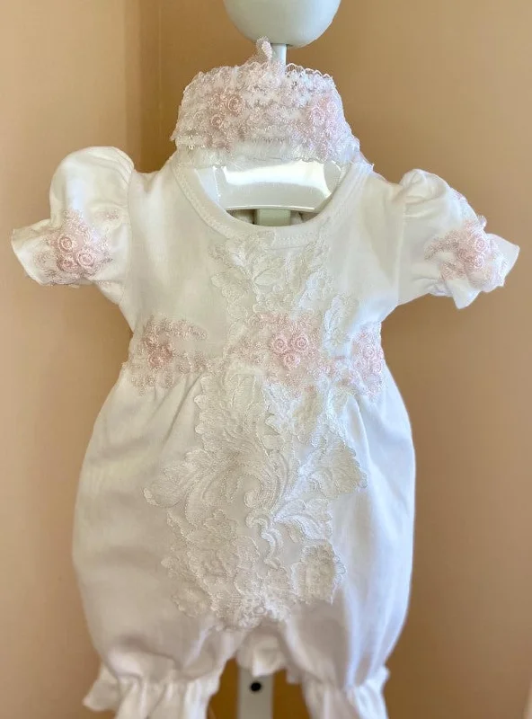 High Street Style 2 Piece Lace Christening Romper