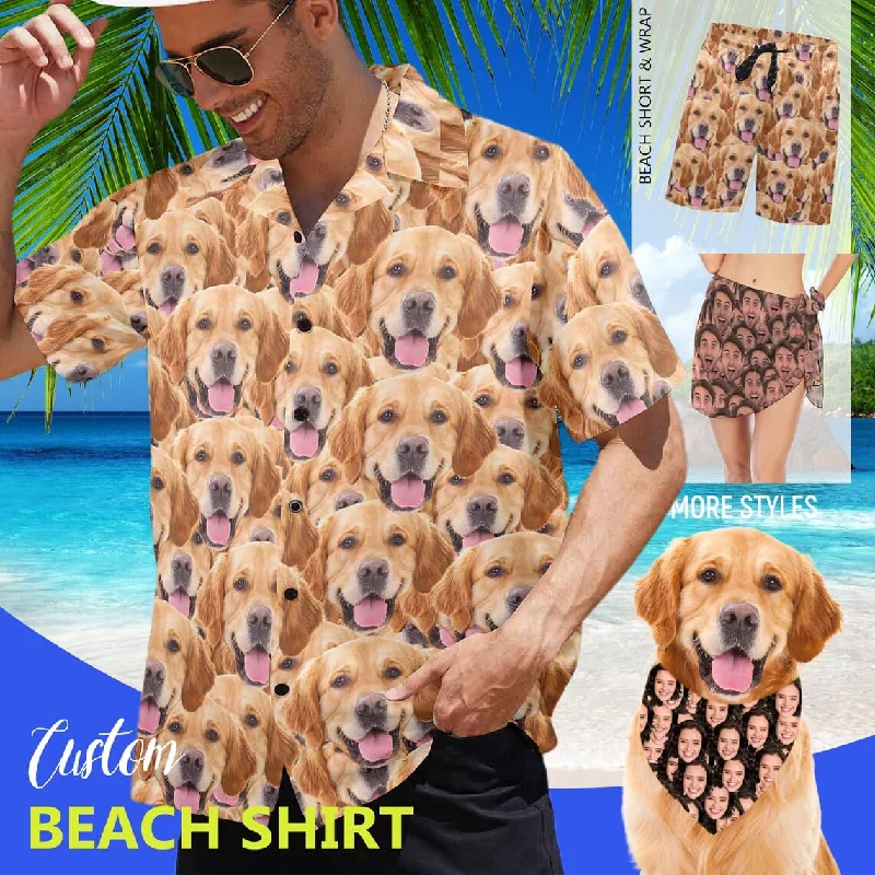 Cozy Shirts Custom Face All Matching Pet and Owner Hawaiian Shirts/Beach Shorts/Beach Wrap/Pet Scarf Gift for Family Cozy Shirts Custom Face All Matching Pet and Owner Hawaiian Shirts/Beach Shorts/Beach Wrap/Pet Scarf Gift for Family