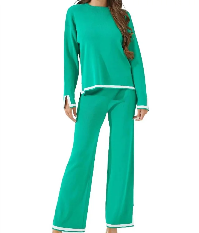 Carefree Knit Pants In Kelly Green