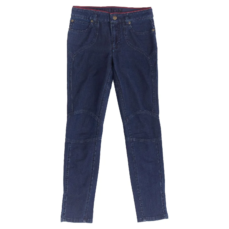 Easy Chic Wear Louis Vuitton Washed Denim Patchwork Logo Skinny Motorcycle Jeans