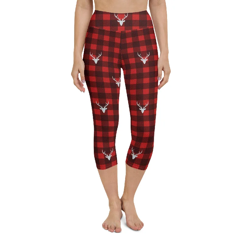 Artistic Temperament Buffalo Reindeer Print Yoga Capris