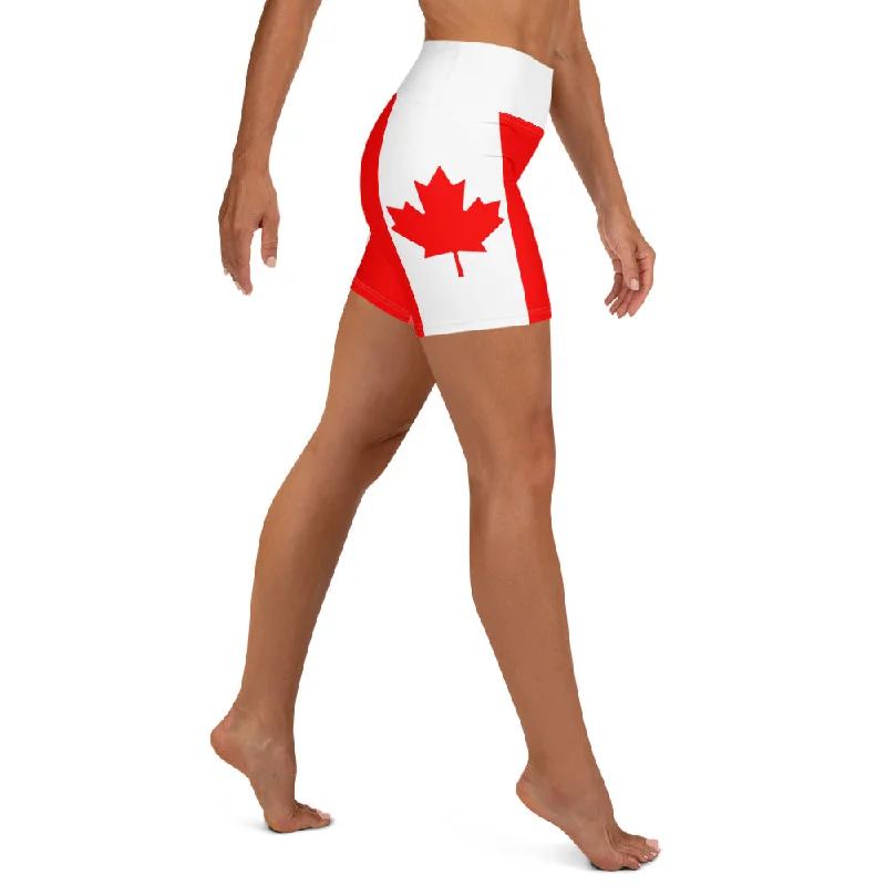 Casual Fit Canada Flag Yoga Shorts
