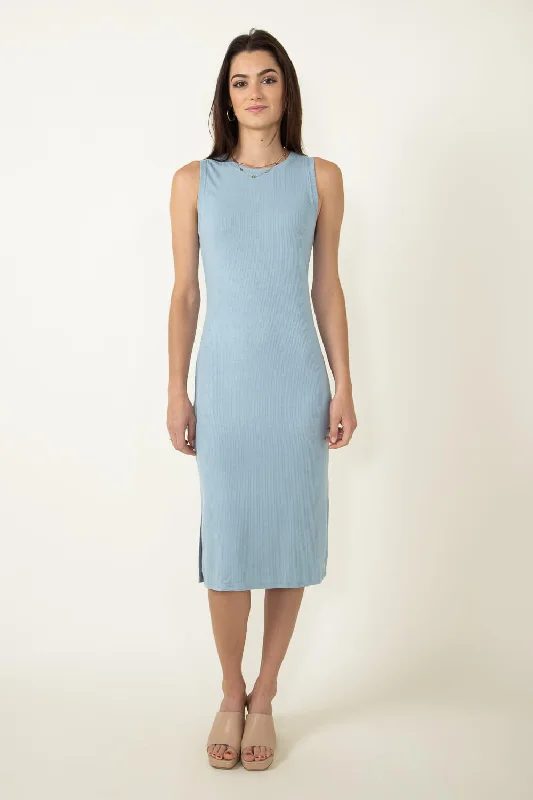 Slim Fit Thread & Supply Ribbed Dress for Women in Blue Teal | D1072RSTS-TEAL