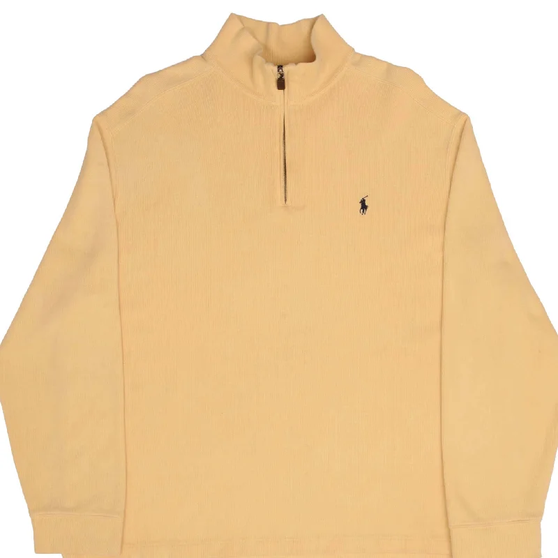 Effortless Style VINTAGE RALPH LAUREN YELLOW QUARTER ZIP SWEATER 1990S SIZE XL MADE IN USA