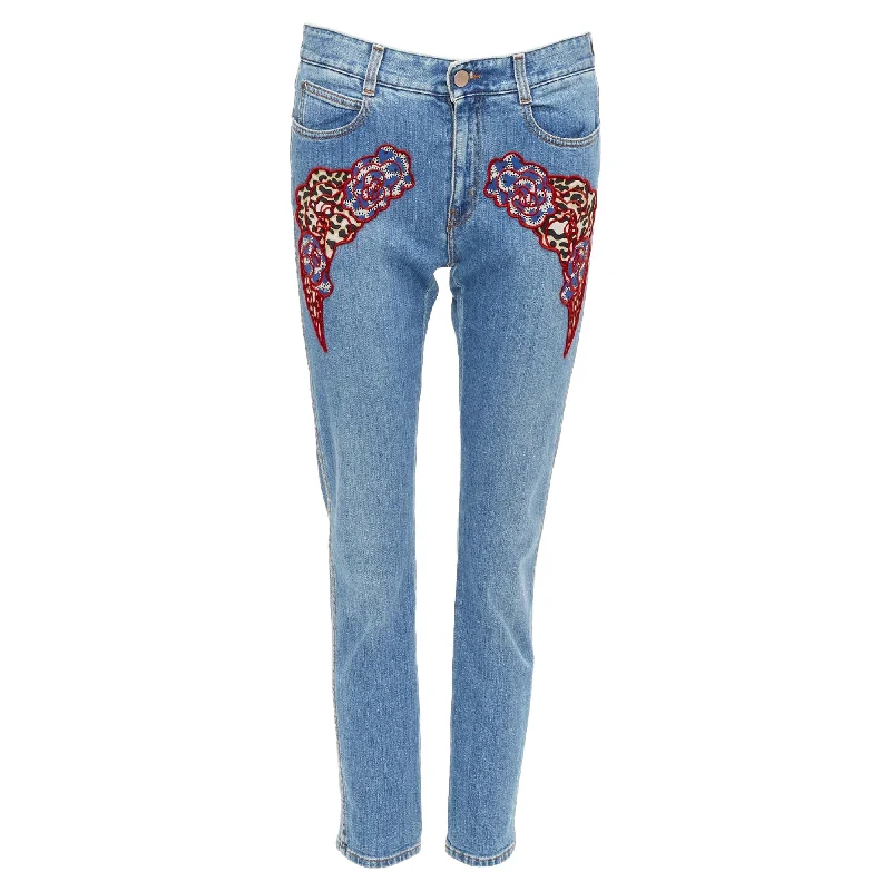 Comfortable And Casual Stella Mccartney Floral Leopard Applique Patch Jeans