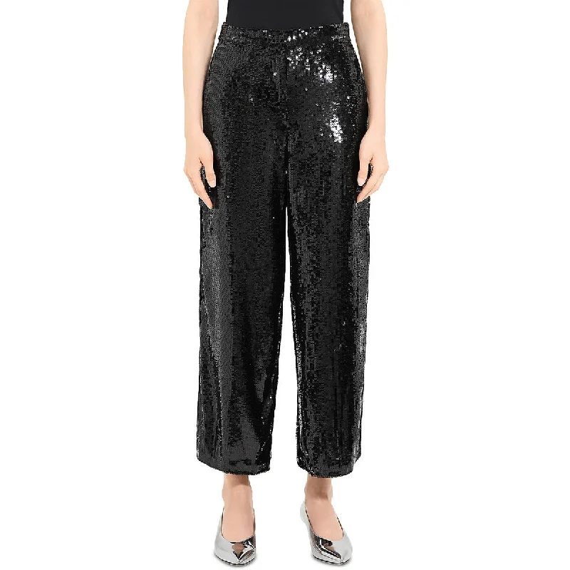 Effortless Dressing Womens Sequin Relaxed Cropped Pants