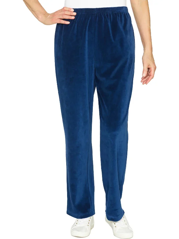 Relaxed Fashion Womens Casual Ribbed Straight Leg Pants