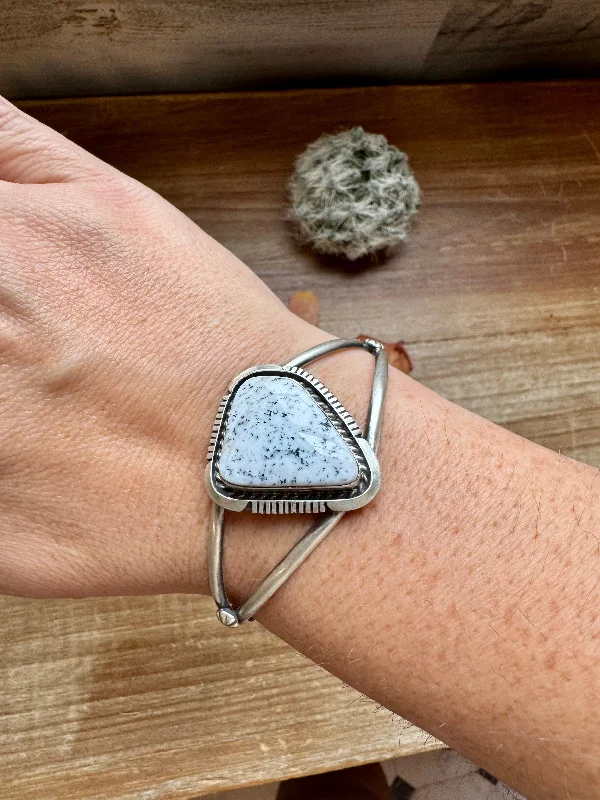 Chic Comfort Cuff Bracelet- White Buffalo and Sterling silver