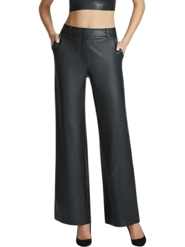 Personalized Wear Faux Leather Wide Leg Trouser In Black