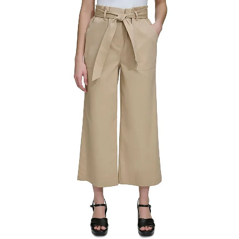 Loose Fit Womens Solid Cotton Cropped Pants