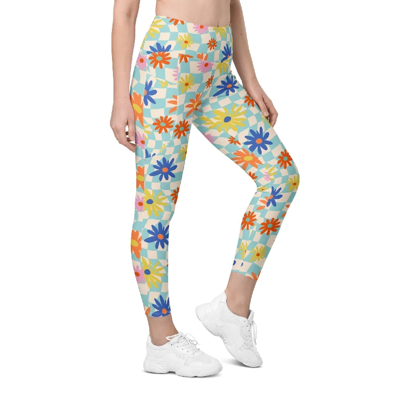 New Products Retro Daisy Leggings With Pockets