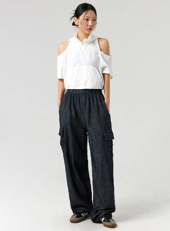 Ethnic Style Cargo Denim Track Pants CL326