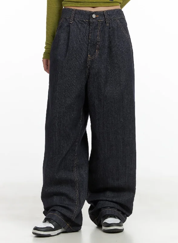 Eye-catching Personality Lola Pintuck Baggy Jeans CO402