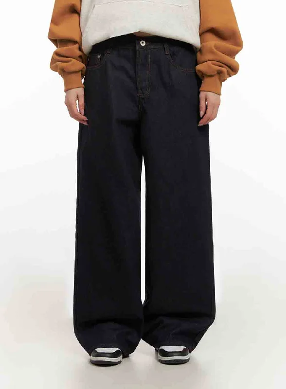 Lively And Youthful Katie Oversized Wide-Leg Jeans IJ503