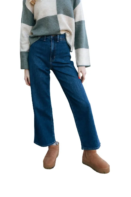Stretch Design Welt Pocket Wide Leg Jean In Dark Wash