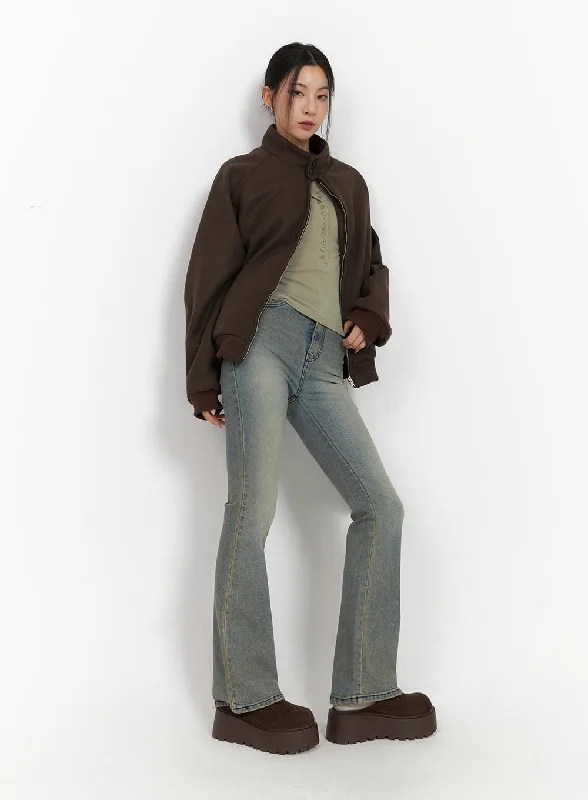 Spring Fashion Cathy Washed Slim-Fit Flared Jeans IJ503