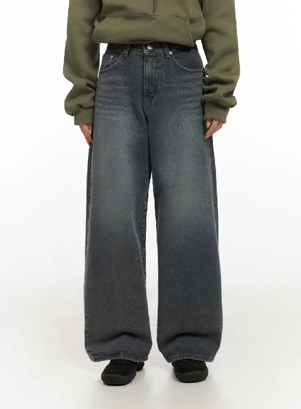 Luxury Style Ellie Washed Wide-Leg Jeans IJ503
