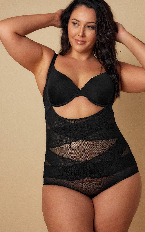 New Season Series Alexis High Control Open Bust Shapewear Bodysuit - Black